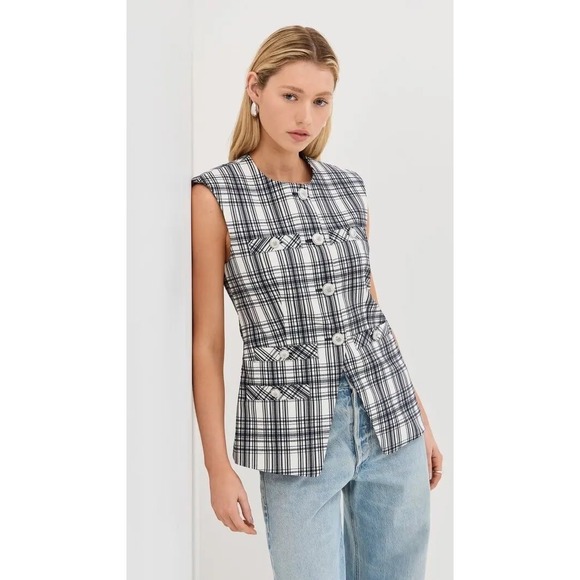 Veronica Beard Jackets & Blazers - Veronica Beard NWT Tamara Vest Ivory Navy Tweed Sleeveless Lady Jacket-Size‎ 10